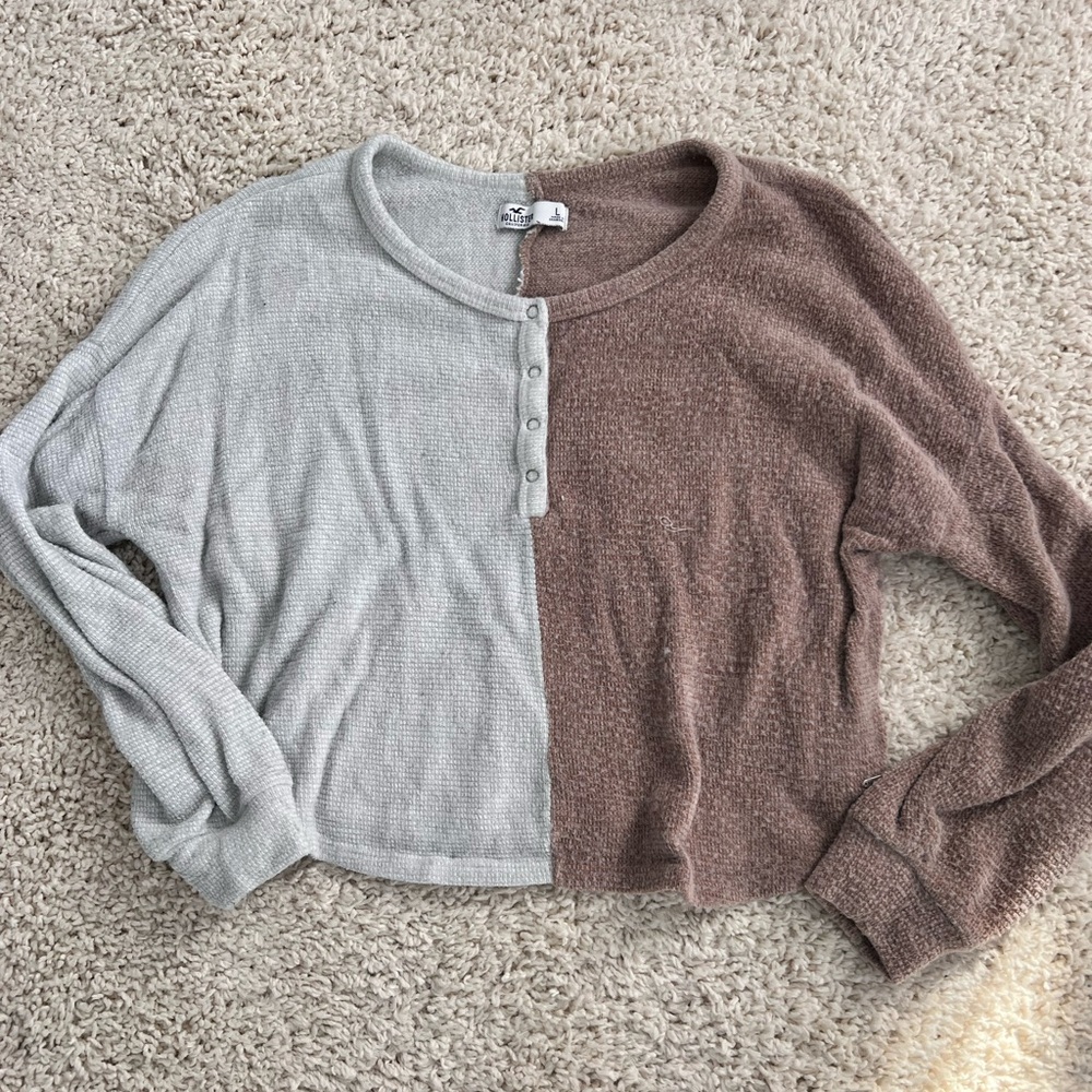 Two-Tone Long Sleeve Knit Top